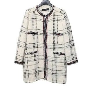 Zara White Tweed Luxury Coat NWOT